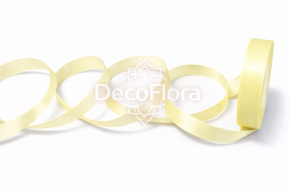 Лента атласная 1,2cm*25ярд - 009 - светло-желтая