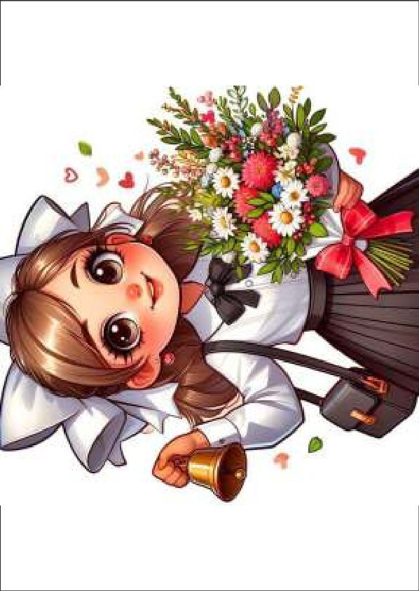 Открытка 10,5*7,5см Школьница с колокольчиком